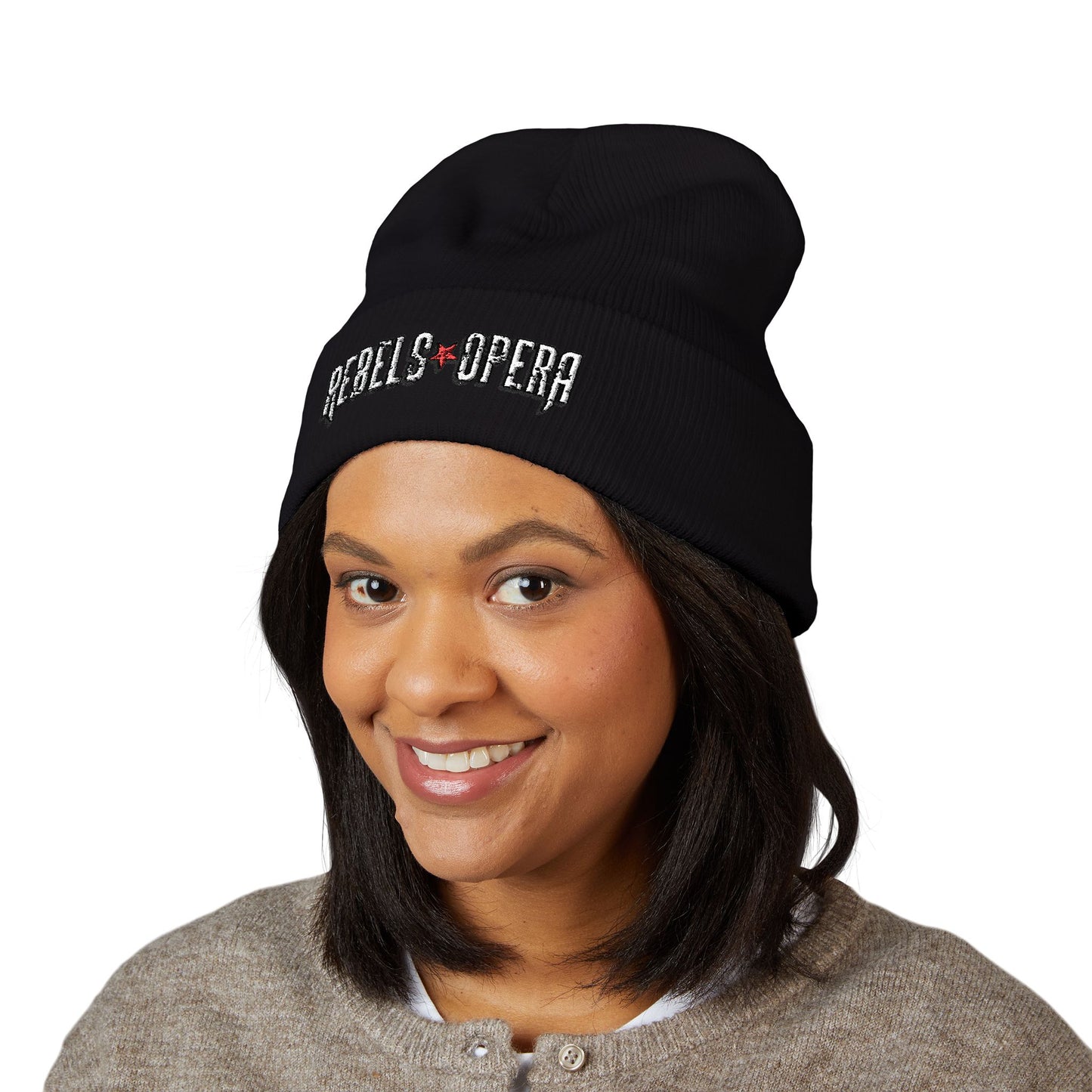 Rebels + Opera Embroidered Cuffed Beanie