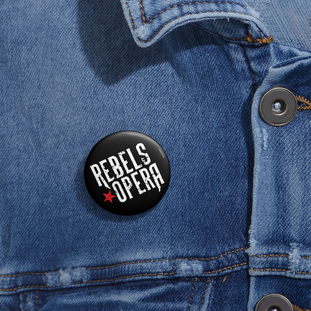 Rebels Opera Pin Button — Black Band Logo Badge